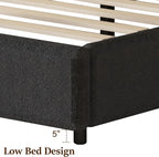 4 EVER WINNER Queen Size Bed Frame, Boucle Upholstered Bed Frame with Headboard, White Queen Bed Frame, White