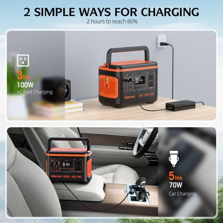 Portable Power Station, 297Wh Backup Lithium Battery Generator with 600W AC Output and 100W Fast Charging, Solar Generator for Outdoors Camping, Travel Emergency, Home Blackout