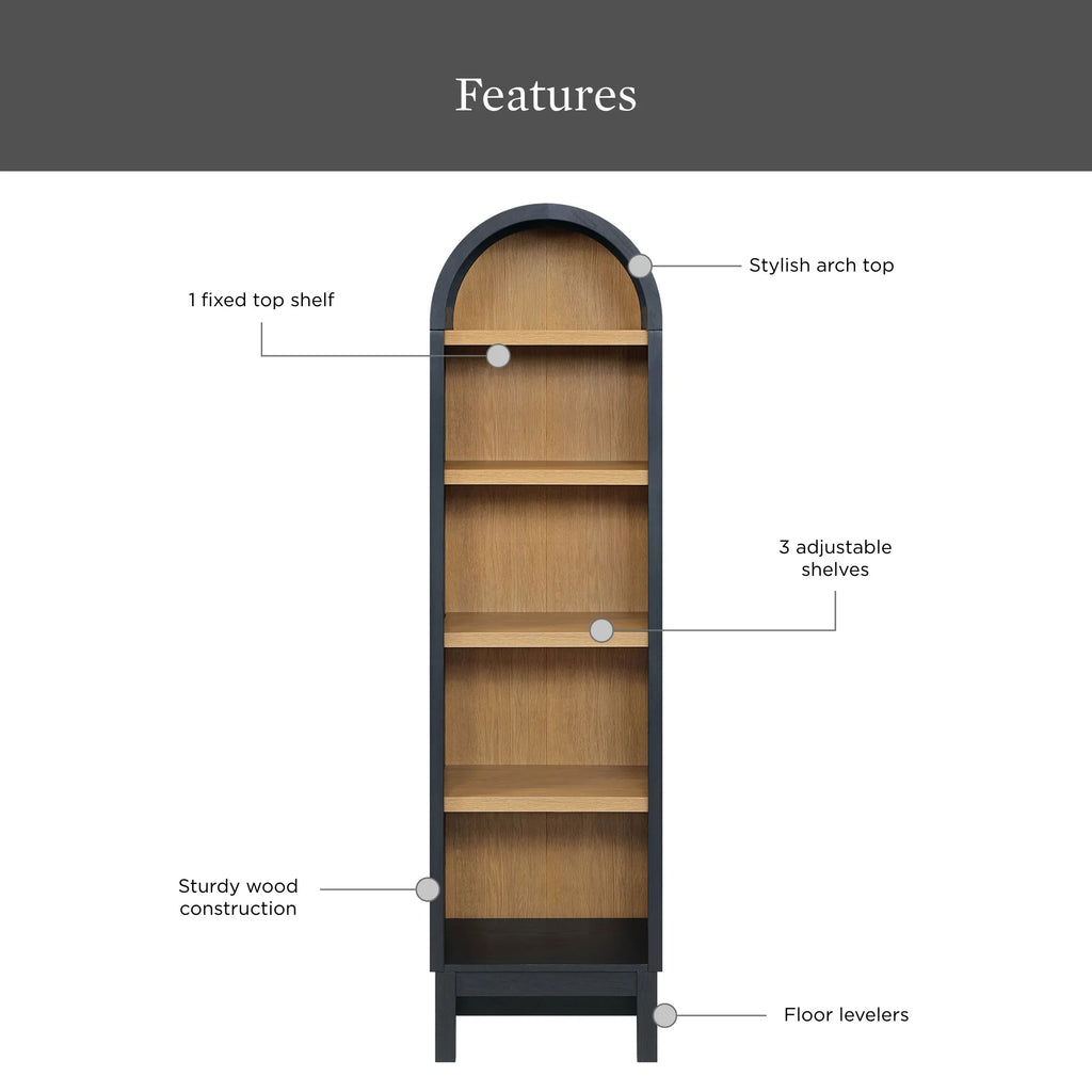 Better Homes & Gardens Juliet Narrow Arch Bookcase, Deep Green and Light Honey