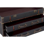 Roche River Decor Faux Leather or Linen Fabric Coffee Table Trunk with 2 Drawers and Buckle Hinged Top - Available in Dark Blue or Brown