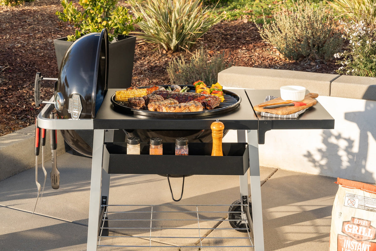 Expert Grill Kettle Cart with Pizza Accessories and Warming Rack