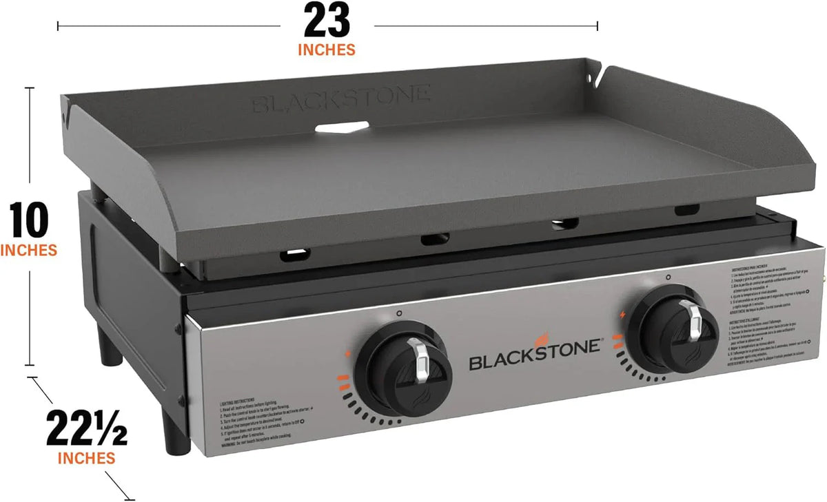 Blackstone 1666 22” Tabletop Griddle with Stainless Steel Faceplate, Powder Coated Steel, Black