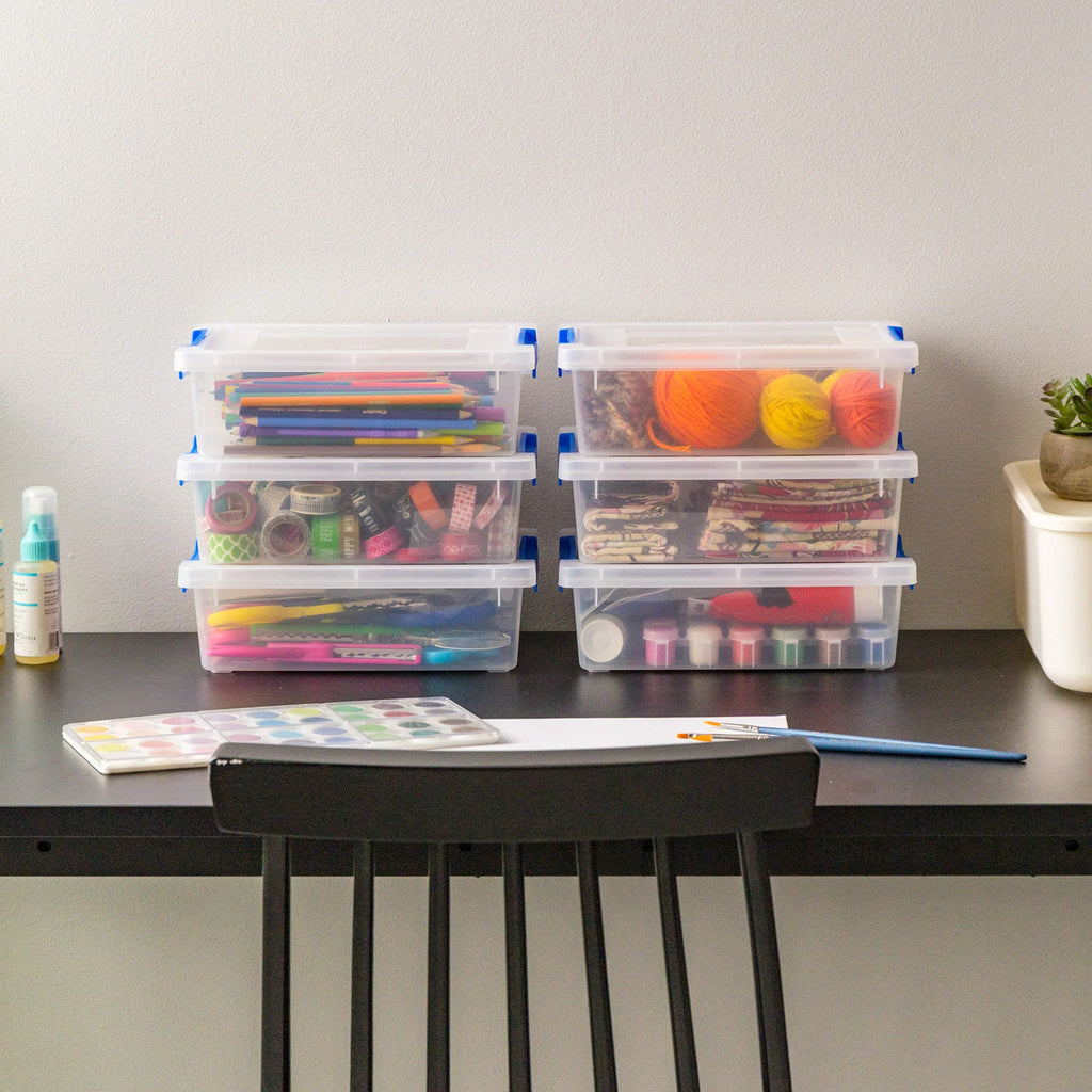 2.4 Qt. Plastic Storage Bins with Lids, Clear Containers, Latching Totes 6Pk