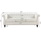 Cream 84.65 Traditional Chesterfield 3-Seater Sofa in PU Leather