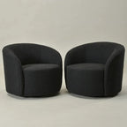 Set of 2 KINWELL 34-Inch Wide Upholstered Swivel Barrel Chairs