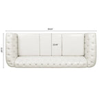 Cream 84.65 Traditional Chesterfield 3-Seater Sofa in PU Leather
