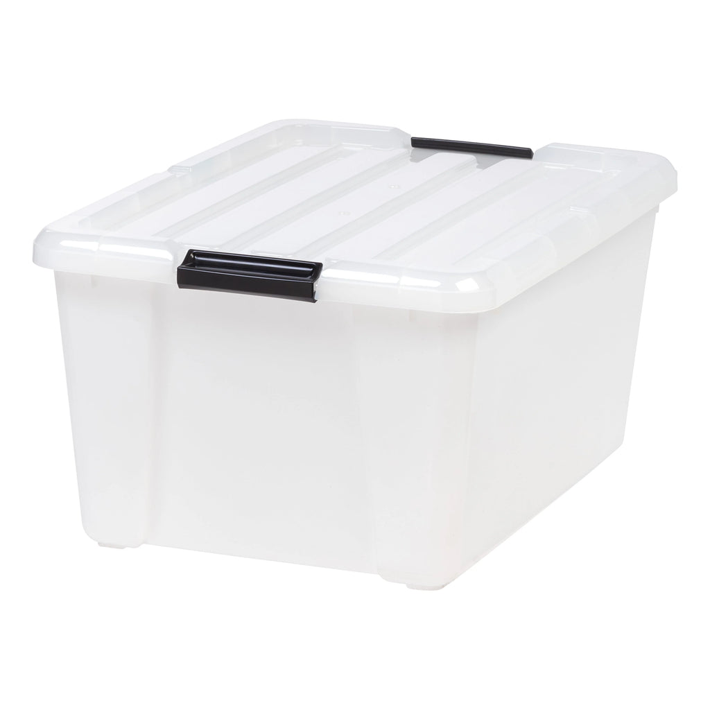 45 Quart Buckle Down Storage Box, 4 Pack, Pearl