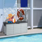 Ktaxon 75gal Outdoor Garden Plastic Storage Deck Box Chest Tools Cushions Toys Black