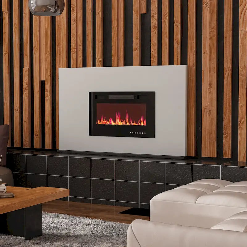 Electric Fireplace TV Stand Entertainment Center with LED Flame Effects and Remote Control