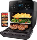 Air Fryer Oven, 15.5Qt X Large Family Size, SS Rotisserie Basket &Skewer Kit, Reversible Ultra Non Stick Grill/Griddle Plate, Powerful 1800W, Integrated Smart Thermometer,Black