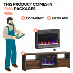 71-Inch TV Stand for 75-Inch TVs with LED Fireplace and Storage Cabinet