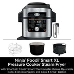 Ninja OL701 Foodi 14 in 1 SMART XL 8 Qt. Pressure Cooker Steam Fryer with SmartLid & Thermometer   Auto Steam Release, that Air Fries, Proofs & More, 3 Layer Capacity, 5 Qt. Crisp Basket, Silver/Black