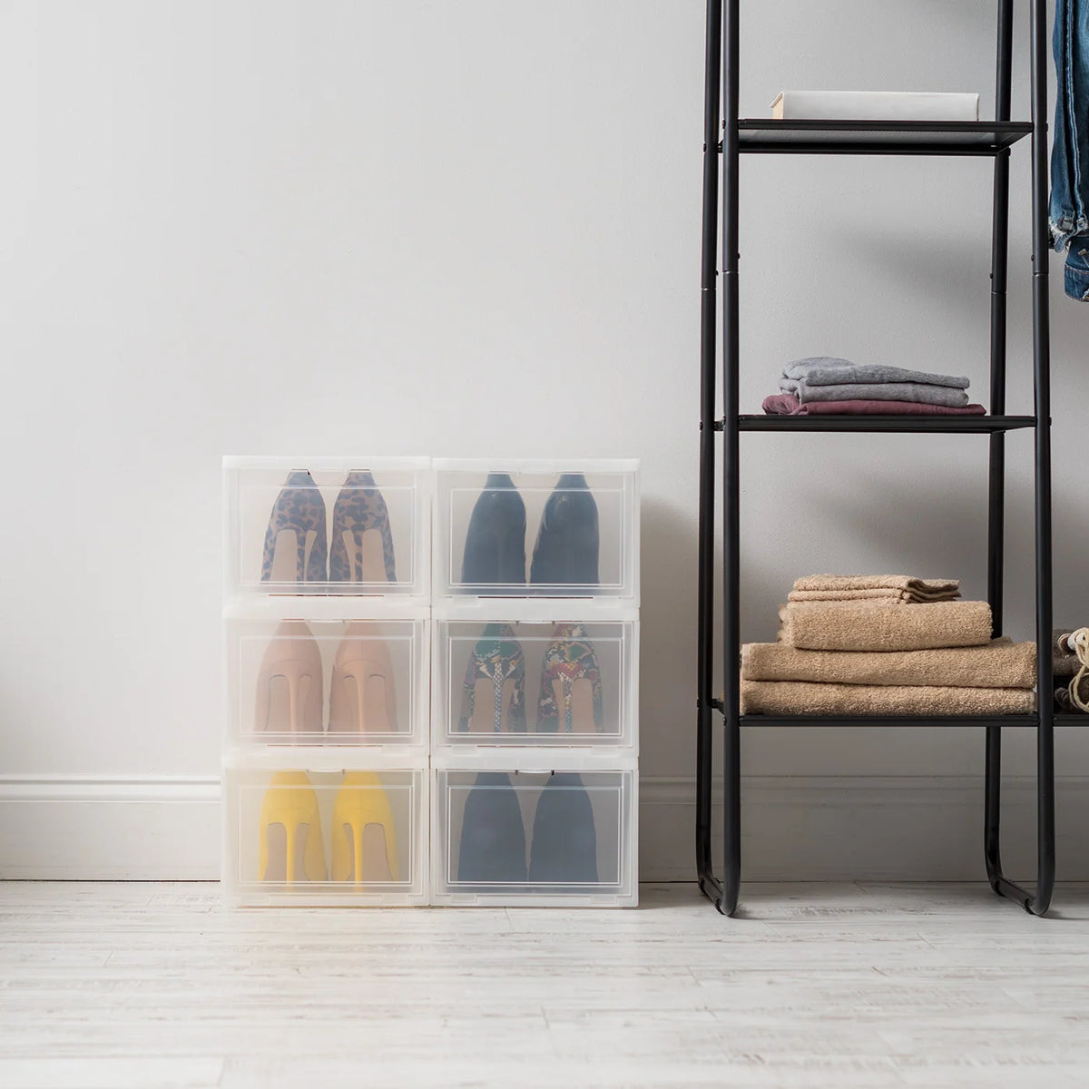 Wide Front Entry Stackable Shoe Box 6 Pack | TALL