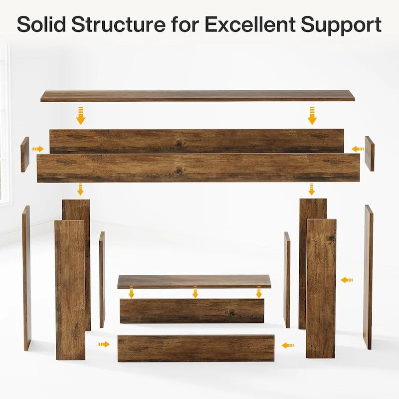 63-Inch Brown and Gray Slim Wooden Console Table for Entryway