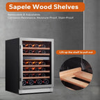 24'' Wine Cooler Refrigerator - 46 Bottle Wine Fridge Dual Zone with Modern Touch Intelligent Digital 40°-65°F Low Noise, Built in or Freestanding Wine Cooler for Home and Kitchen