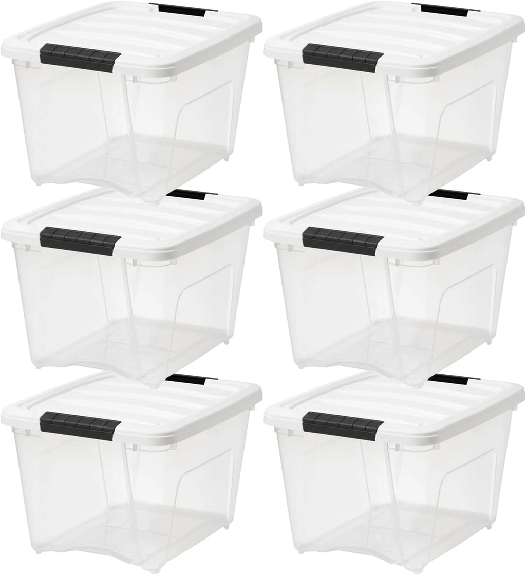 19 Qt Stackable Plastic Storage Bins with Lids, 6 Pack