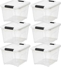 19 Qt Stackable Plastic Storage Bins with Lids, 6 Pack