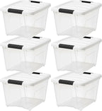 19 Qt Stackable Plastic Storage Bins with Lids, 6 Pack