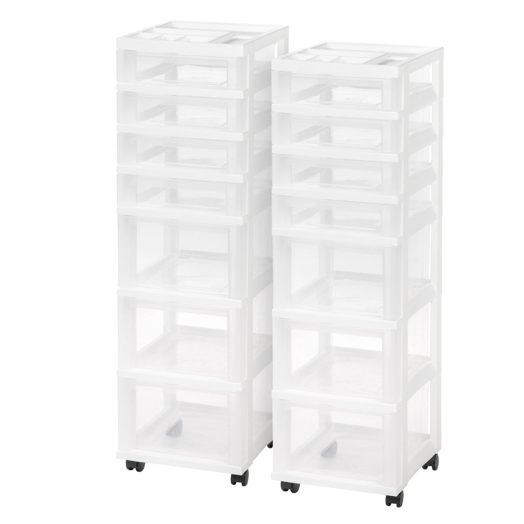 7-Drawer Storage Cart with Organizer Top, White
