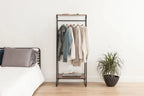 Metal Garment Rack with Wood Shelf - 2 Shelf | Black