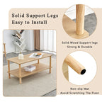 39-Inch Coffee Table with Two-Tier Design and Rubberwood Legs