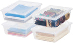 13 Quart Flat Plastic Storage Containers with Lids (4-Pack)
