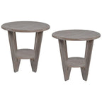 COZAYH Set of 2 Rustic Farmhouse End Tables with Storage Shelf - Vintage Grey French Country Accent Side Tables