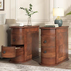 Solid Wood Chairside End Table, Two-Drawer Narrow Side Table Slim