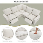 Linen Upholstered Power Recliner L-Shaped Sectional Sofa with USB Port - Soft Home Theater Seating for Living Room