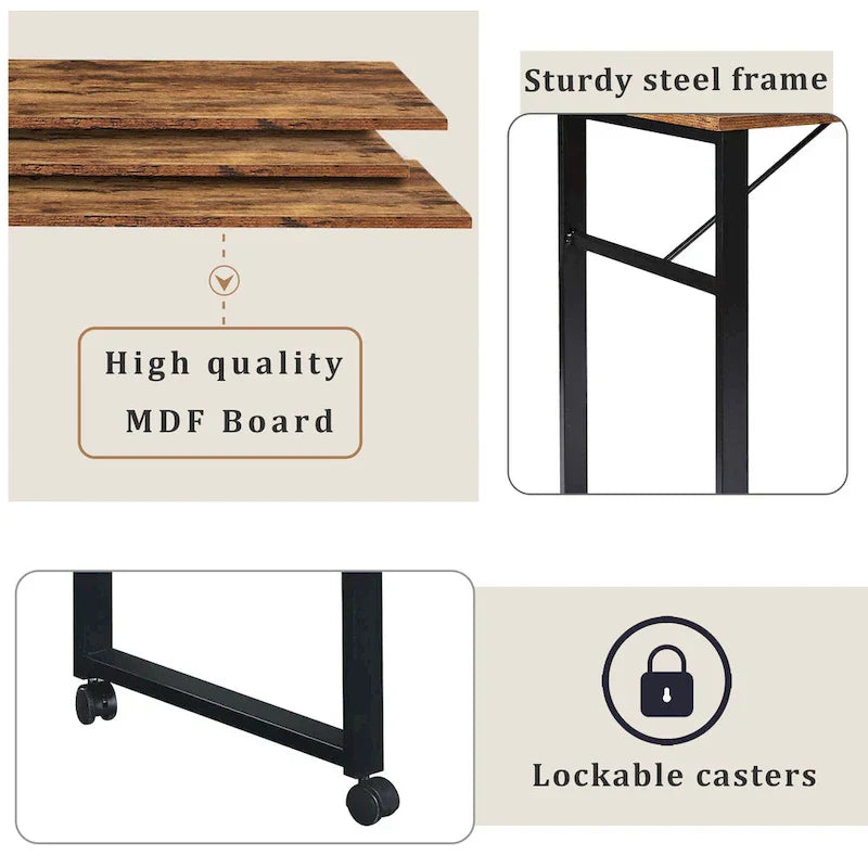 Modern Computer Desk with 5-Tier Shelves – Space-Saving Rotatable Workstation