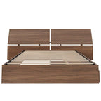 Walnut Nexera Storage Bed with Integrated Headboard