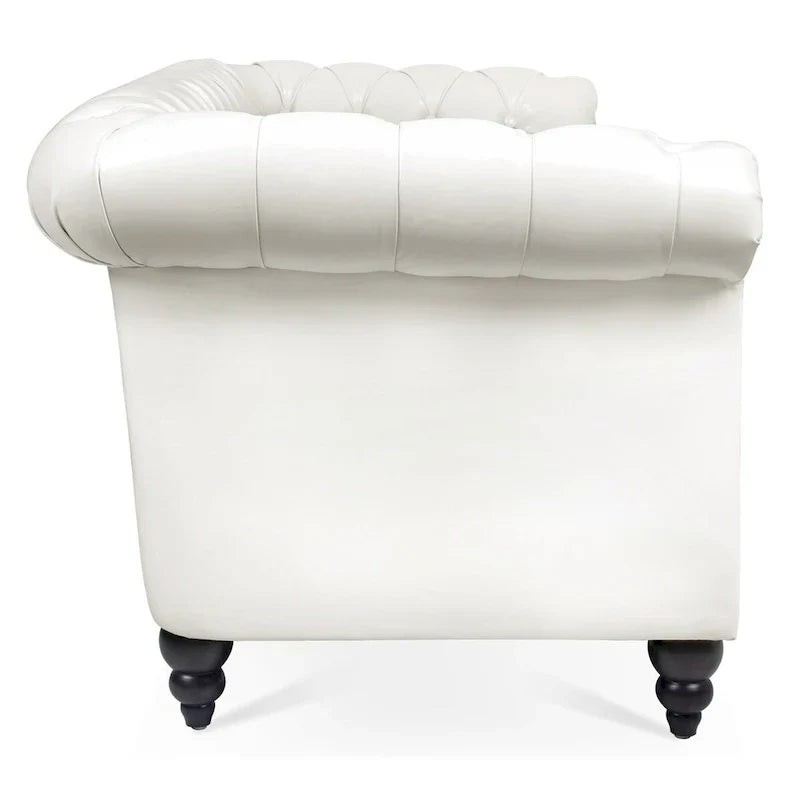 Cream 84.65 Traditional Chesterfield 3-Seater Sofa in PU Leather