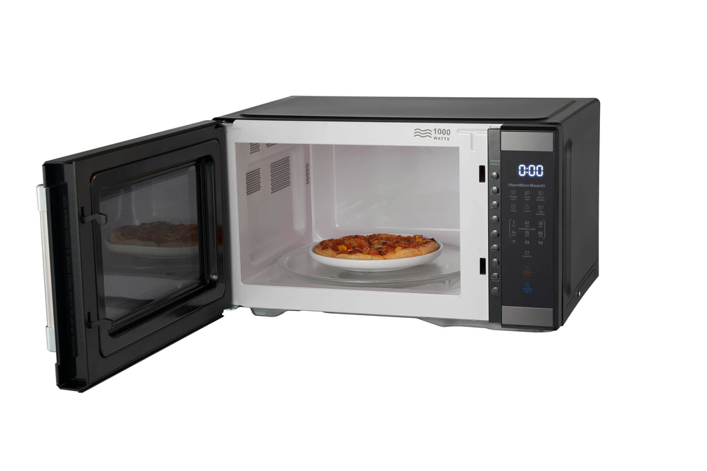 Hamilton Beach 1.1 Cu. Ft. Countertop Microwave Oven, 1000 Watts, White Stainless Steel