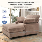 BedLuxury Oversized Accent Chair with Ottoman for Living Room, Single Sleeper Sofa Armchair with 3 Pillows, Lounge Sofa Bed, Green