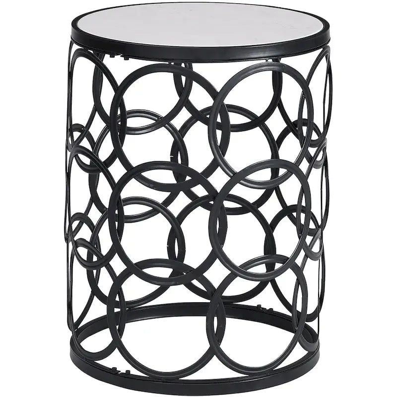 FirsTime & Co. Gilded Circles Iron Table - 16.75 x 16.75 x 22 in, American Design