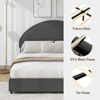 4 EVER WINNER Queen Size Bed Frame, Boucle Upholstered Bed Frame with Headboard, White Queen Bed Frame, White