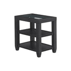 Cordero 16-Inch Wide Wood and Glass Top Chairside End Table with Shelf Storage