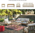 Signature Design by Ashley Clare View Coastal Outdoor Patio Eucalyptus Sofa with Cushions, Beige