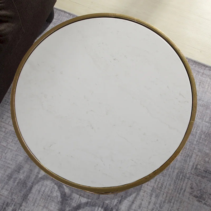 FirsTime & Co. Gilded Circles Iron Table - 16.75 x 16.75 x 22 in, American Design