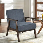 Mid Century Accent Lounge Chair with Cushioned Seat and Wooden Frame
