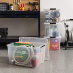 60 Qt. (15 Gal.) Clear Latch Box, Stackable Plastic Storage Bins with Lids, Set of 4