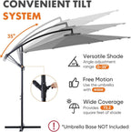 9.8FT Offset Patio Umbrella Hanging Cantilever Umbrella Outdoor Sun Shade with Easy Tilt Adjustment, 8 Ribs, UV Protection for Backyard, Lawn, Garden and Pool, Blue