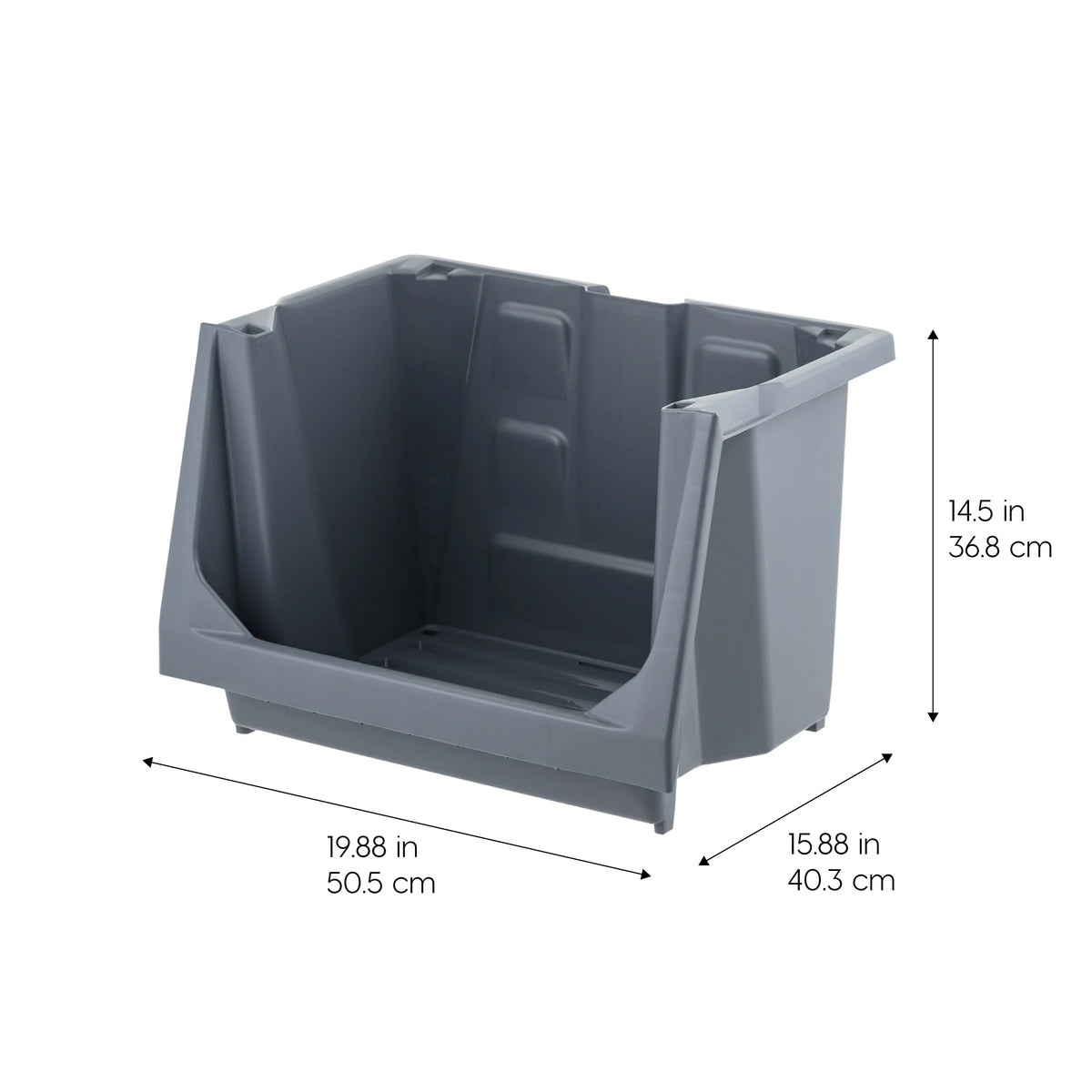 Stackable Storage Bins Open Front, Medium - 3 Pack, Heavy Duty Garage Organization, Storage Bin