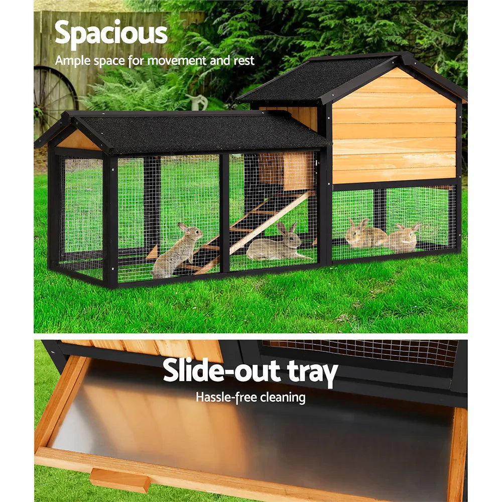 Extra Large Wooden Outdoor Chicken Coop Rabbit Hutch with Run - i.Pet