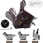 Comfortable Power Lift Recliner Chair with Breathable Fabric, Massage, Heat, and USB Charging Port