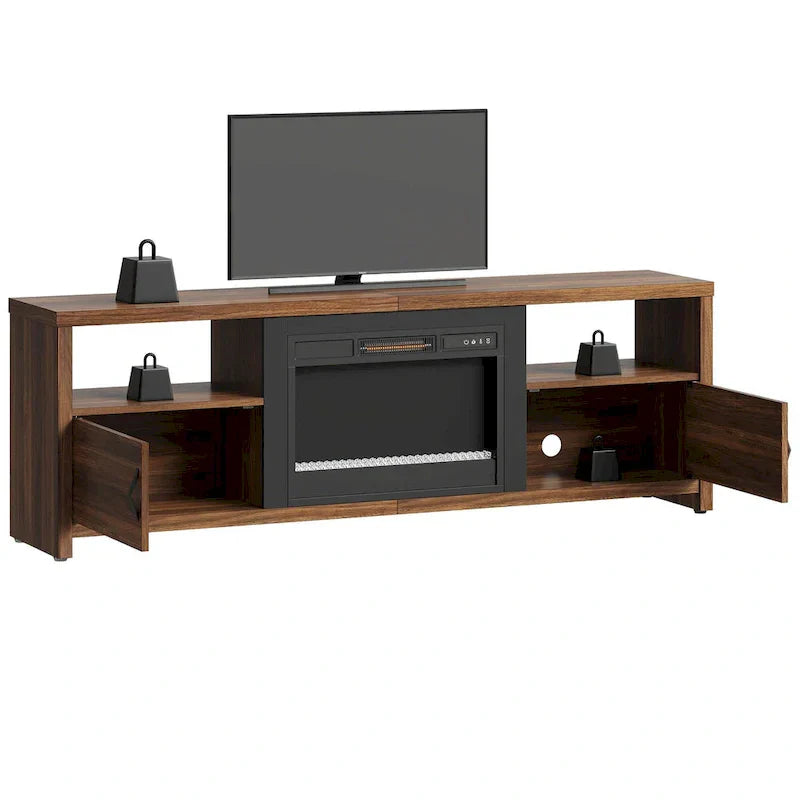 71-Inch TV Stand for 75-Inch TVs with LED Fireplace and Storage Cabinet