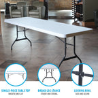 Lifetime Combo Set of (4) 8 - Foot Rectangle Folding Tables & (32) Chairs, Indoor/Outdoor Use, White (80147)