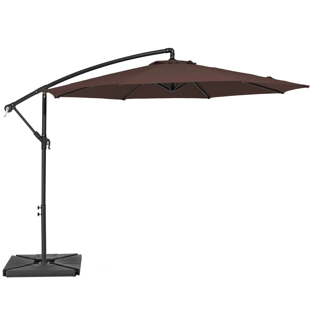 JUSTLET 10ft Heavy Duty Patio Hanging Offset Cantilever Patio Umbrella W/ 4-Piece Base Included Included, Beige