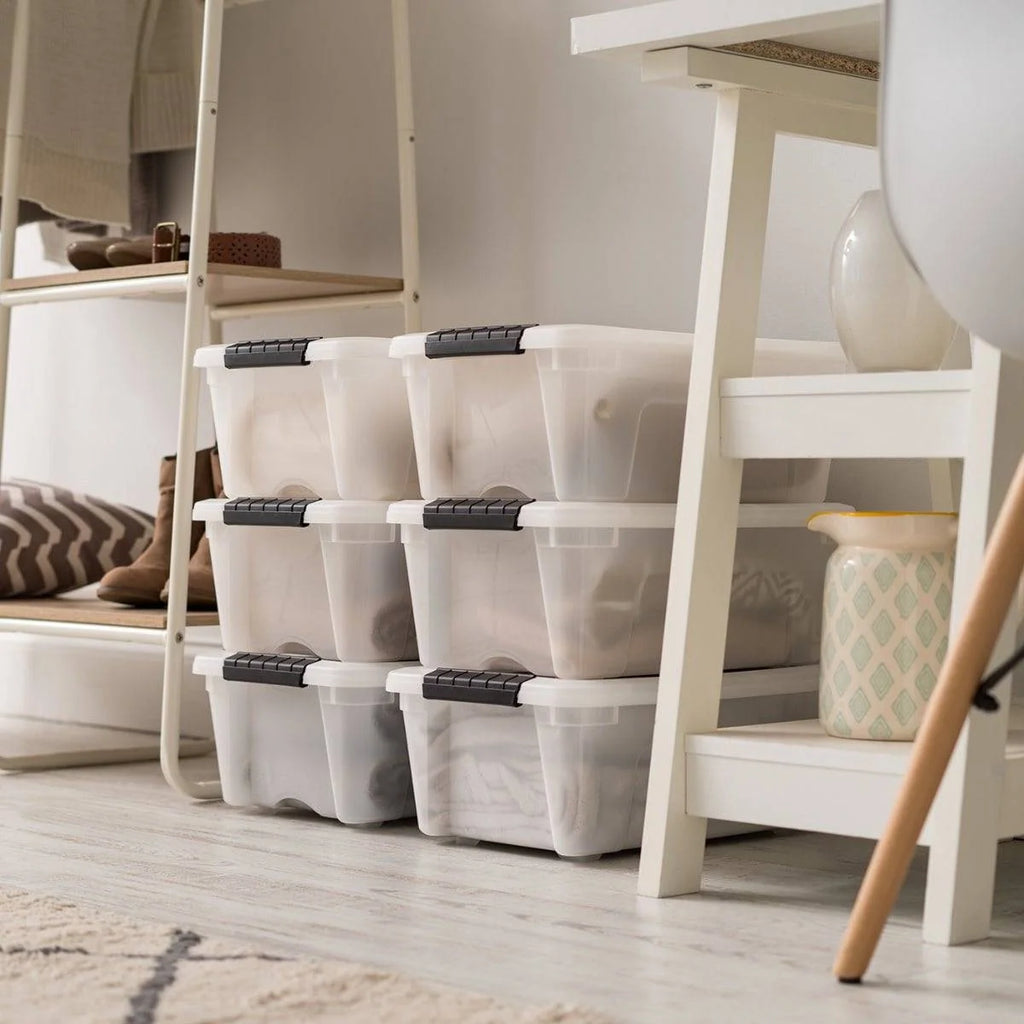 Stack & Pull Storage Box - 12 QT, 6 Pack, Pearl