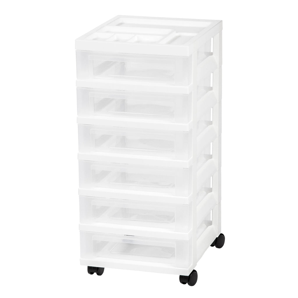 Storage Drawer Cart with Organizer Top - 6 Drawer | White